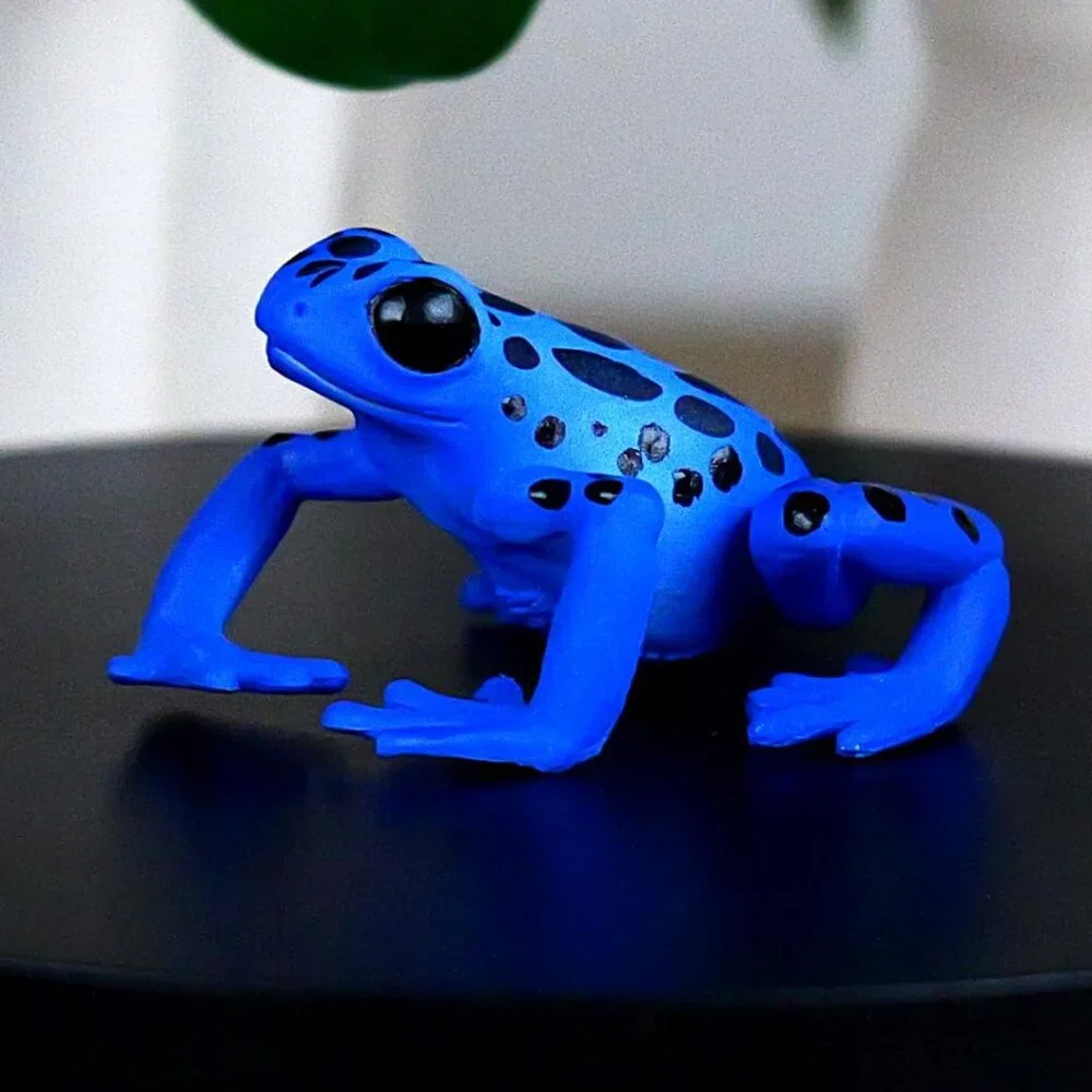 Equatorial Blue Frog Figurine - Hand Painted Poison‎ Dart Frog Toy Figure
